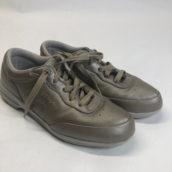 Propet Walker Leather Comfort Shoes Walking Sneakers Metallic Gray‎ US 8 - Picture 1 of 13